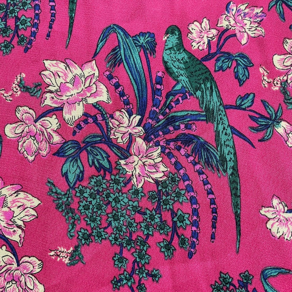 Maeve Dress Women 4 Small Pink Tropical Bird‎ Floral Polka Dot Whimsical Boho - Picture 8 of 11